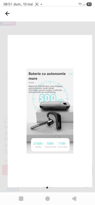 Casca Bluetooth Wireless Mapajoy, Bluetooth 5.0, încă în garanție pana în 08.10.2027