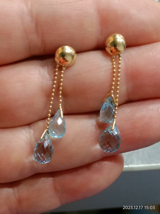 Vind cercei din aur 18kt cu aquamarine