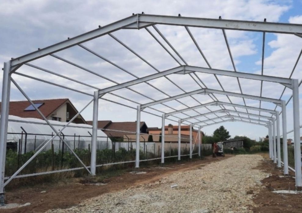 Vand hala pe structura metalica destinata pentru servicie auto,state
