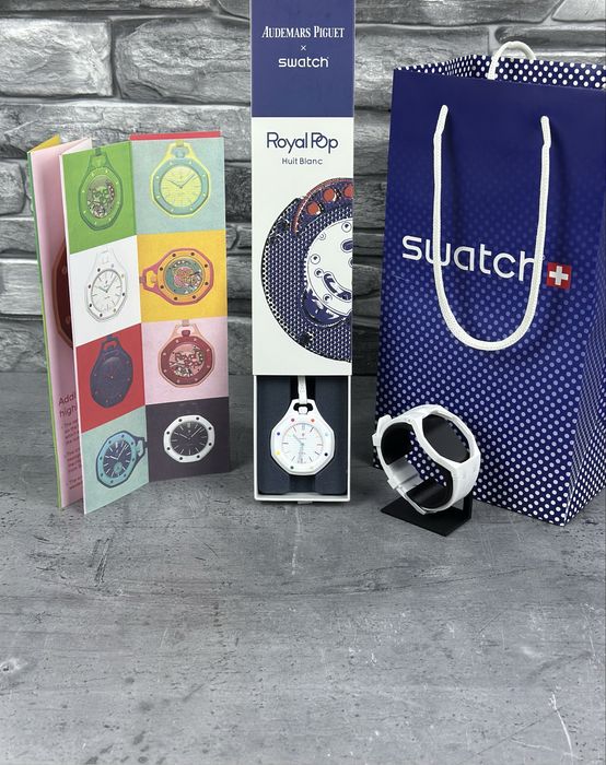 Ceas AP x Swatch Royal Pop “Huit Blanc”