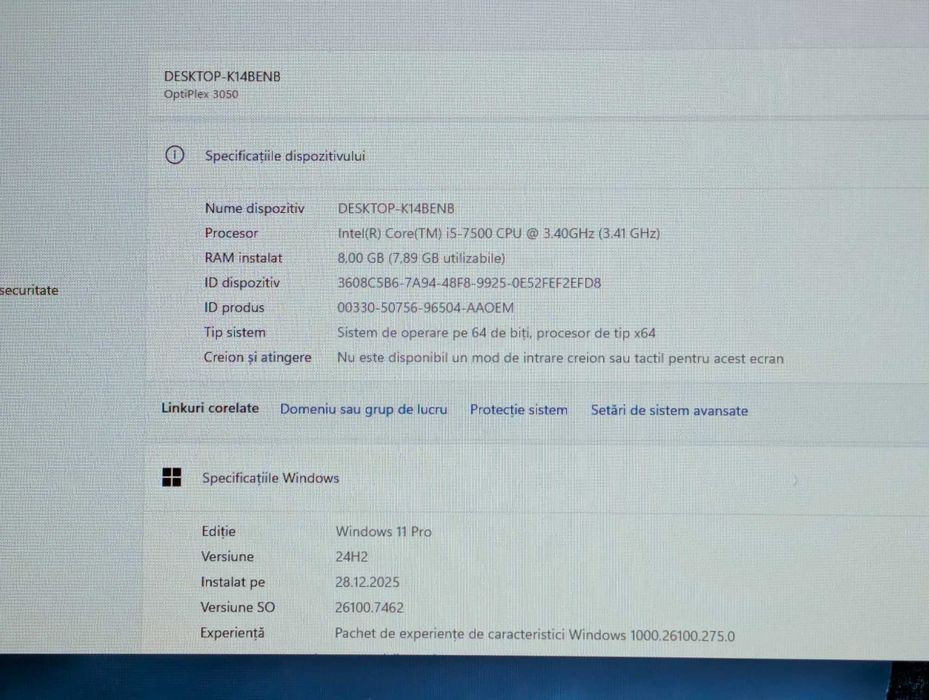 Dell OptiPlex 3050 SFF Quad Core Intel  i5-7500 pc/calculator ieftin