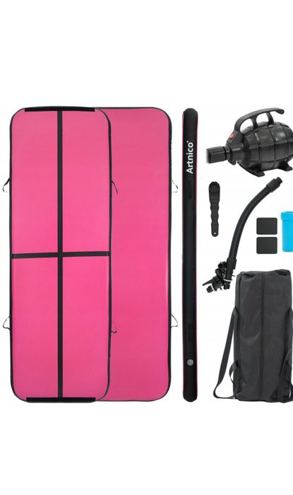 Saltea gimnastica, Artnico Airtrack, 500x100x10cm, roz/negru
