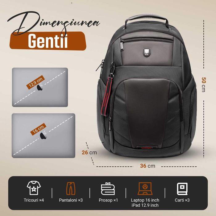 Rucsac 46L, Rucsac Laptop , Ghiozdan Impermeabil