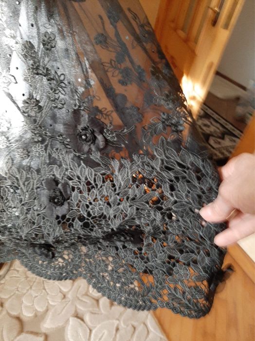 Rochie neagra de ocazie dantela 3D