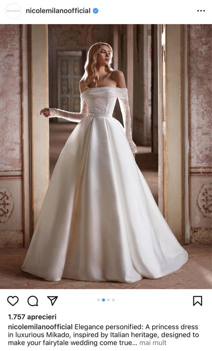 Rochie de mireasa Nicole Milano - Pronovias, colectia 2024