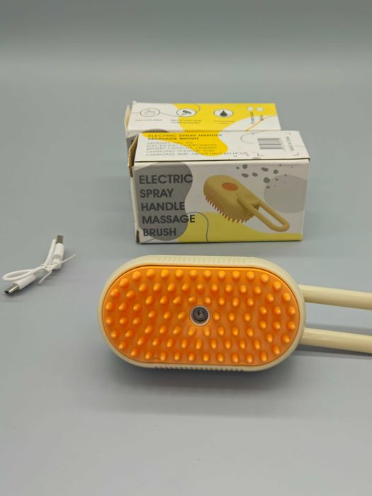 Електрическа масажираща четка със спрей за домашни любимци куче/котка