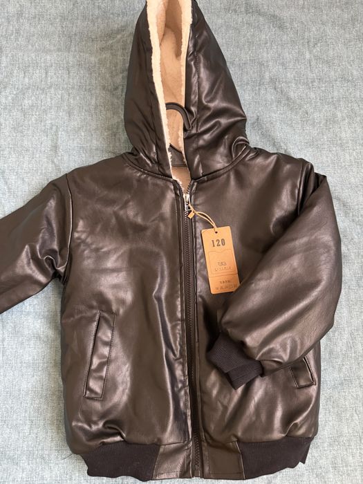 Зимний кожаный куртка