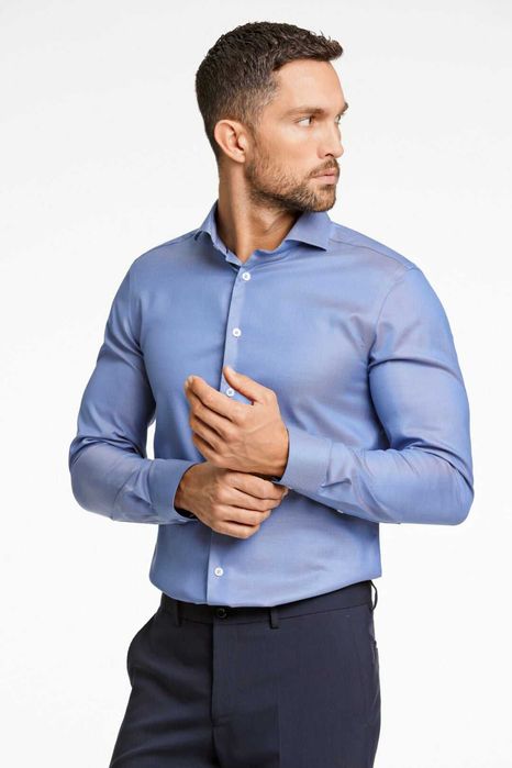 Cămașa Lindbergh Black Label M Noua 39-40 SlimFit  Albastru deschis Bumbac dublu răsucit
