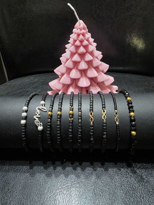 Bratari cu bile din aur si argint si onix