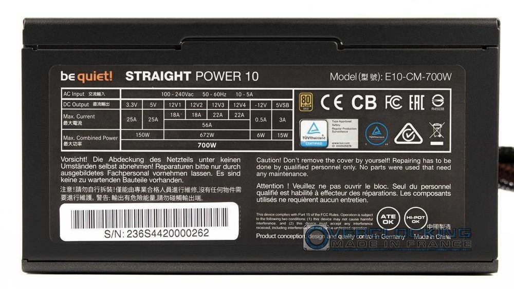Захранване be quiet! Straight power 10 Gold 800W 12 м.Гаранция