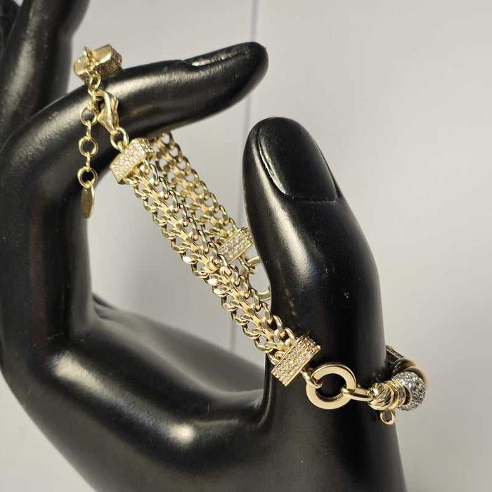 Bratara din aur galben 14K cu diferite accesorii, 8.54Grame