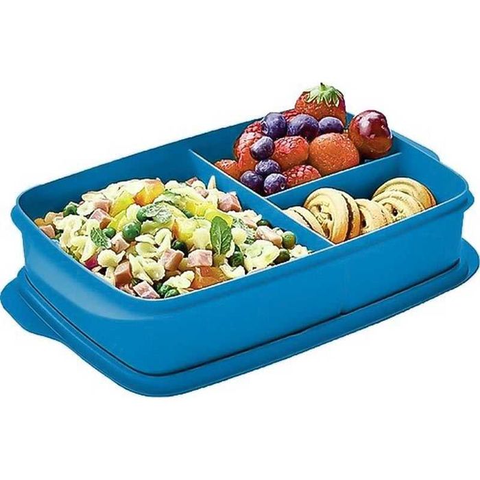 Кутия за обяд с разделения, 1 л, Tupperware, синя и оранжева