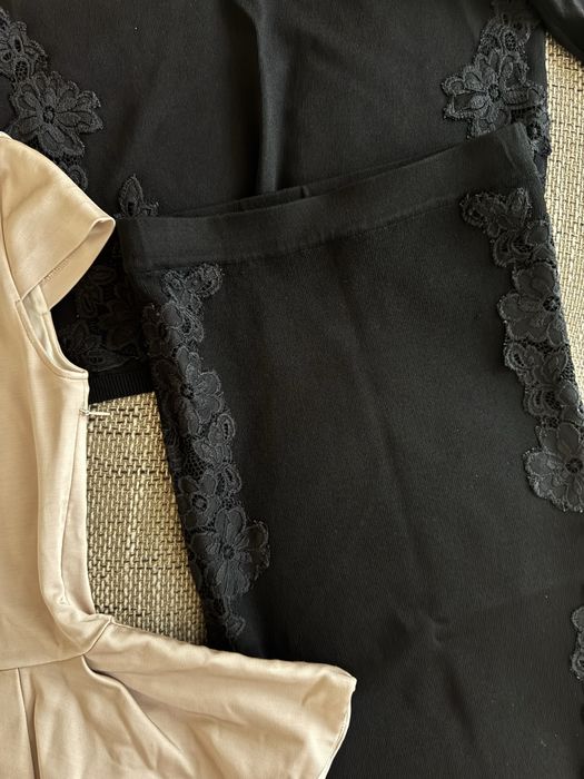 Плетен сет zara  с дантела и блуза