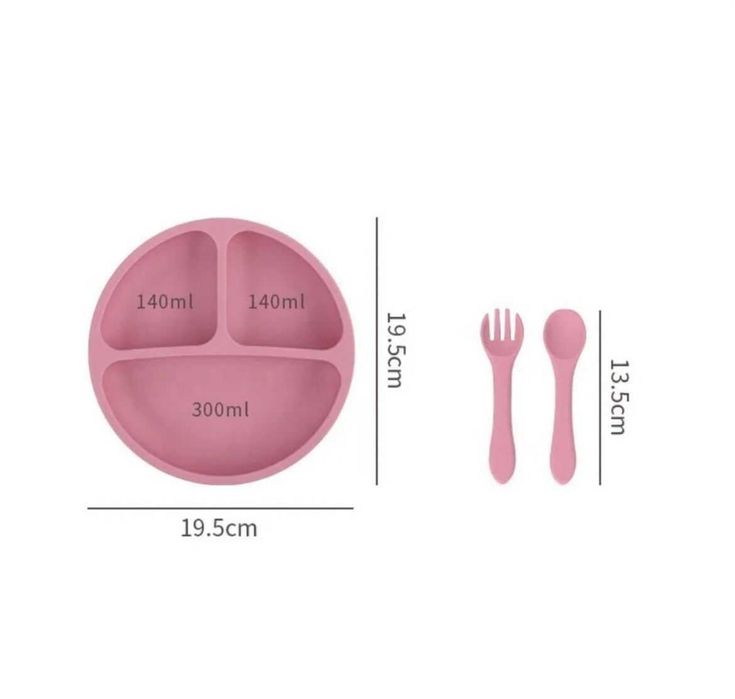 Set Hranire si Diversificare Bebelusi din Silicon BPA Free 6 Piese Roz