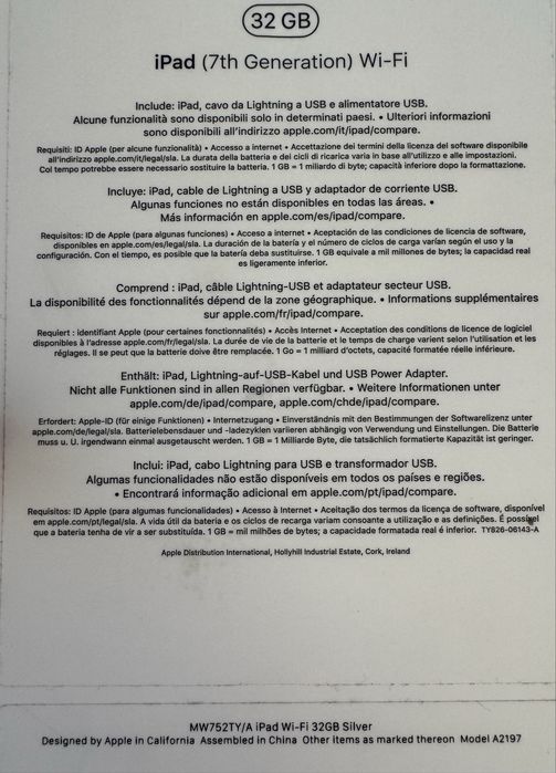 Ipad A2197 Apple wifi tastaura