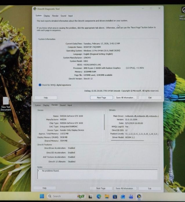 Laptop Gaming Lenovo, Ryzen 5 5600H, GTX 1650, 16GB DDR4, 512GB SSD