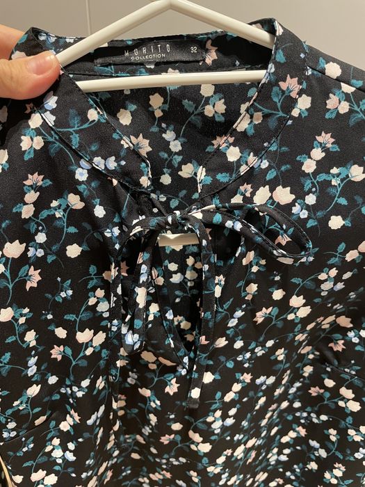 Camasa mojito neagra inflorata marime XXS/32