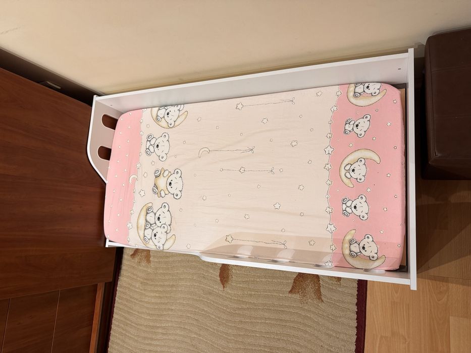 Pat colt jos copii toddlers lemn alb