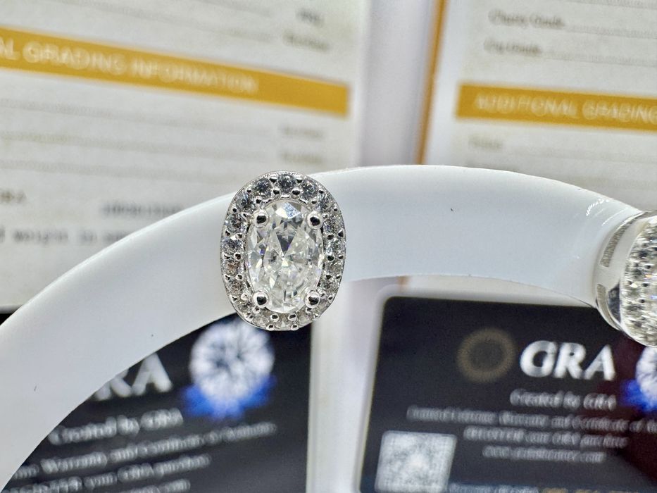 Сребърни обеци с мойсанит (Диамант) 0.5 карата