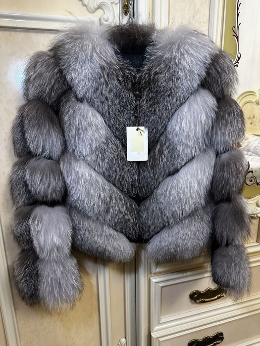 Haină din blană naturală de vulpe argintie – nouă - PREMIUM
