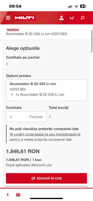 Acumulatori Hilti Nuron-2,6/4,0/5,2/8,0 si 12 ah. Noi