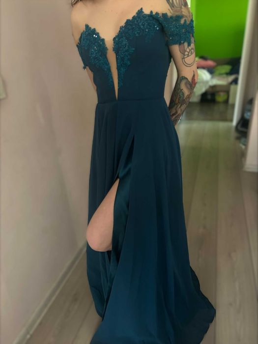 Официална поръчкова бална рокля - Петролено зелено