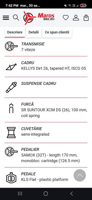 Vând bicicleta Kellys dirt bike