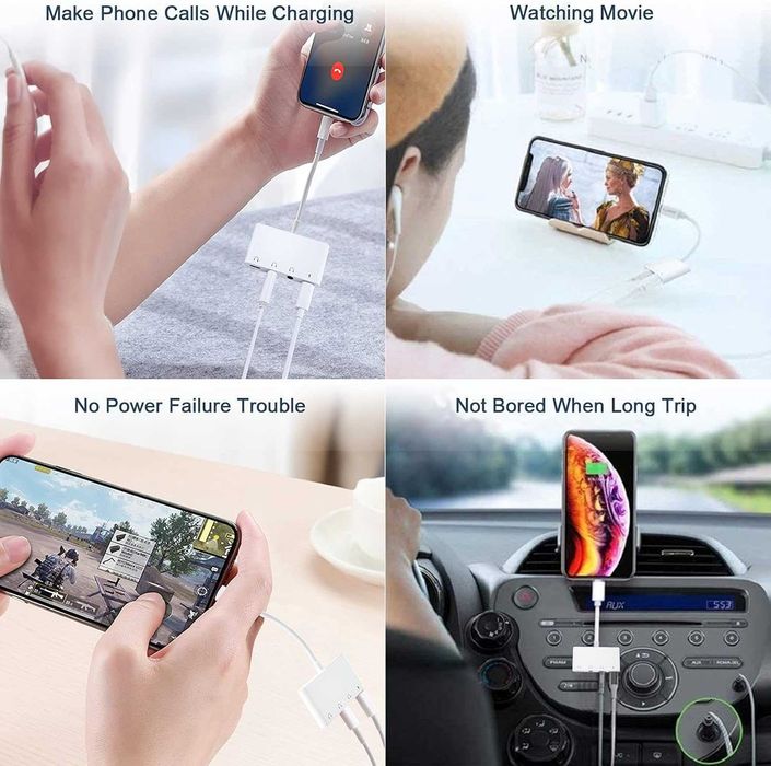 Двоен 3,5 мм адаптер за жак за слушалки, 4 в 1