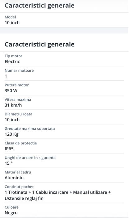 Vand Trotineta Electrica Trotineta electrica AOVOPRO, 31KM/H, 350W, autonomie max 35 KM, Negru