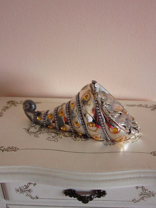 cadou rar Cornul abundenței vintage Italia argintat+cristale Swarovski