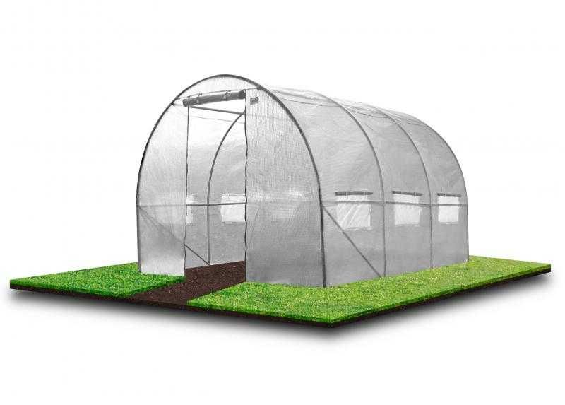 Sera de gradina, tip tunel cu cadru metalic, 250x400x200cm, alba, 10mp