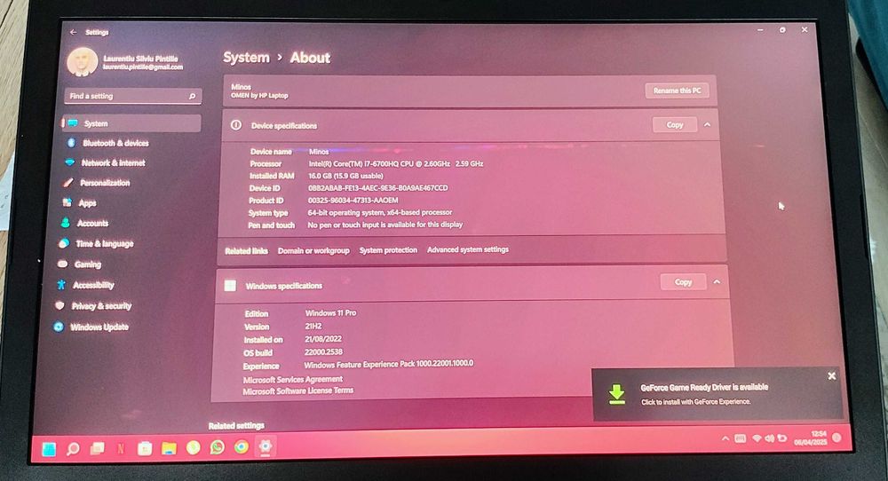 Laptop gaming HP Omen 17', I7 6700, nVidia 965m, 16 GB RAM