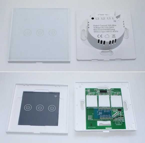 WiFi ключ за осветление единичен или двоен без нула Tuya Smartlife