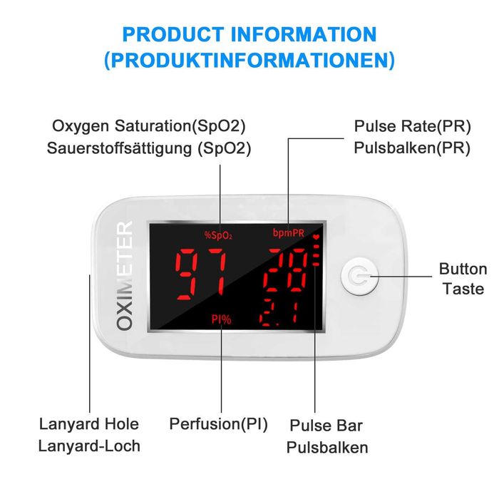 Пръстов пулсов оксиметър с LED дисплей Монитор на сърдечната честота