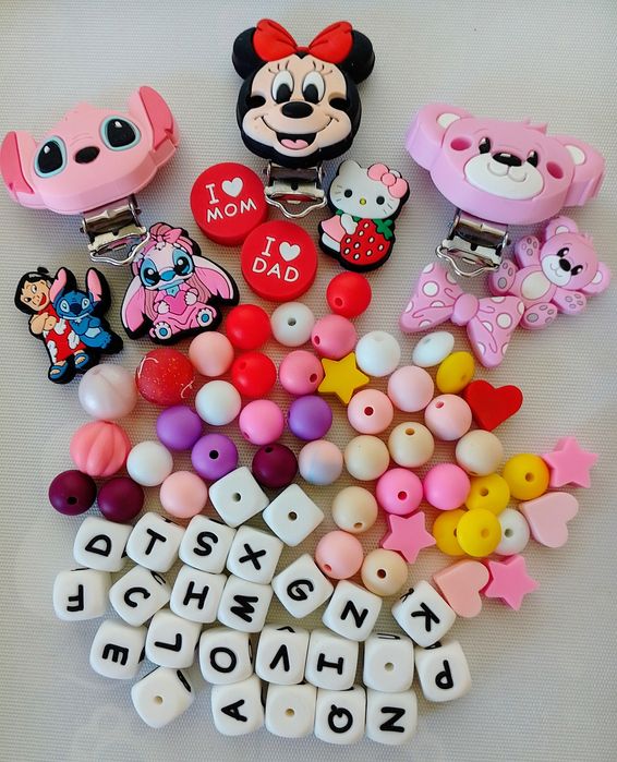 Accesorii din silicon pentru realizarea lănțișoarelor  pentru suzeta