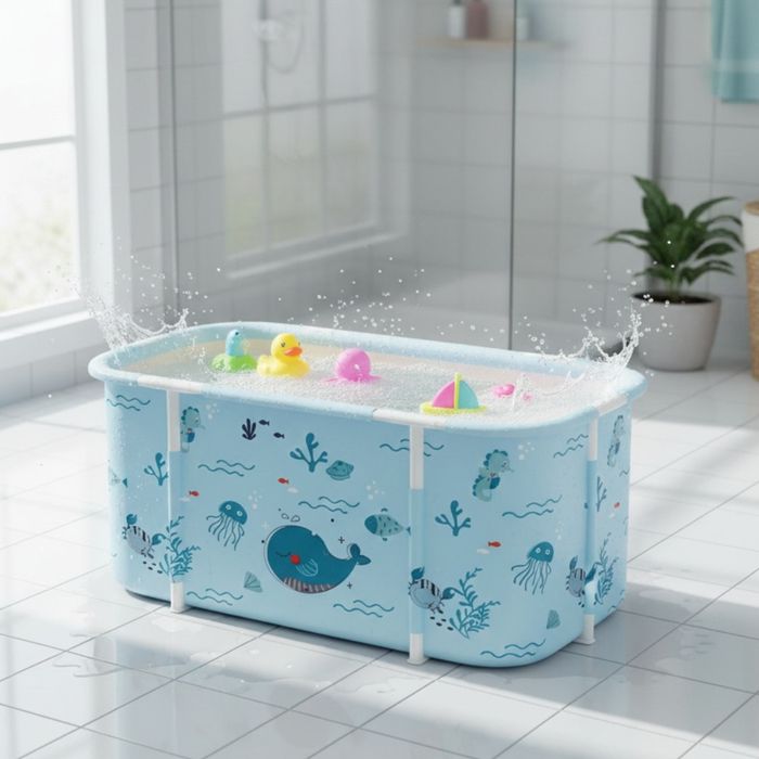 Сгъваема преносима вана XXL с възглавница и топлоизолация – Комфорт и