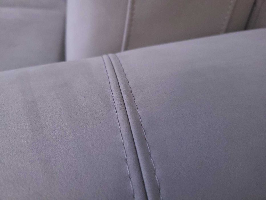 Италиански светло сив диван тройка от плат с функция сън