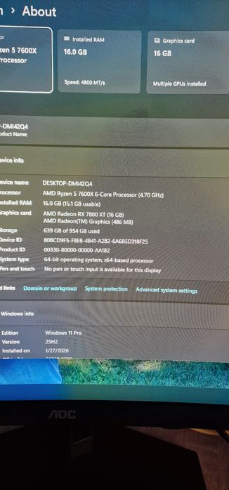 Pc rx 7800 xt nitro +