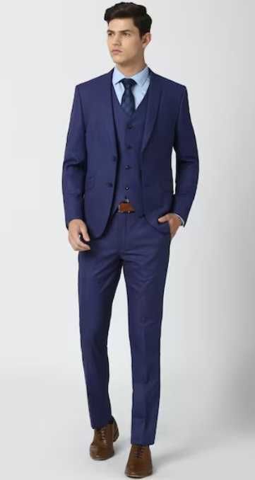 Costum slim fit 48 M premium CINQUE NOU lana usoara navy
