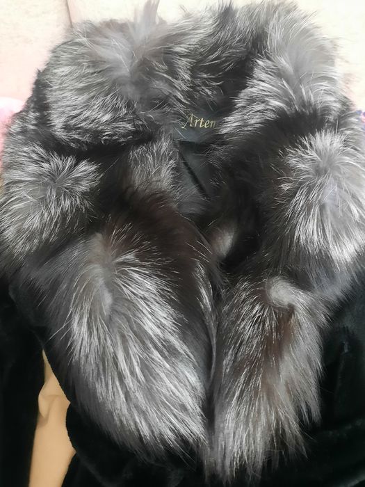 Шуба бобер, чернобурка ворот, 46
