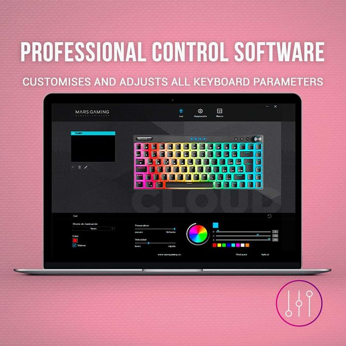 Tastatura mecanica Mars Gaming MKCLOUD 75%, RGB, roz, cu fir