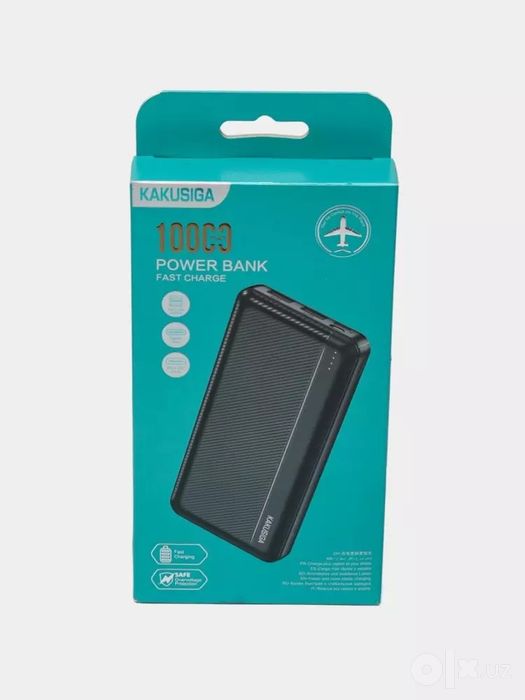 POWER BANK 10000mAh KAKUSIGA tashqi quvvat banki, Type-C, 2 USB va zar