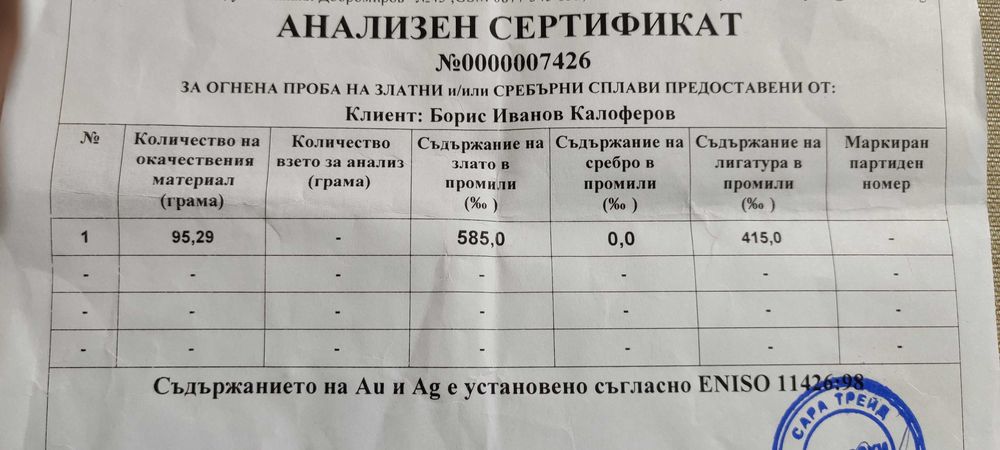 Златен ланец 95 грама ръчна изработка с документи
