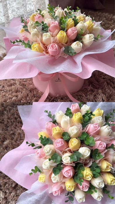 Букет-соеви свещи ,цветя