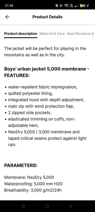 Geaca iarna pt copii 4F,măr 152