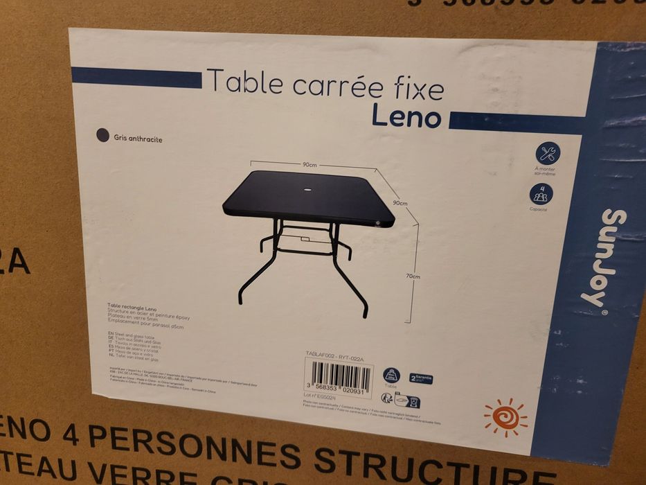 Masa de terasa metalica cu blat din sticla 90x90 cm