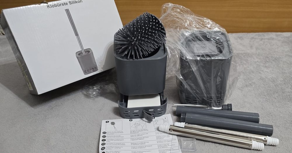 Vand pachet 2 perii de toaleta din silicon gri