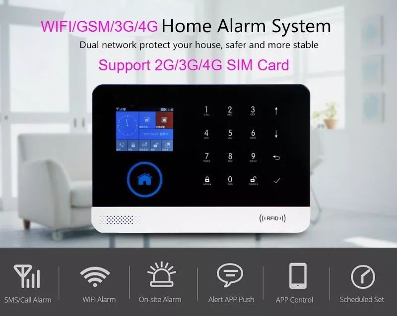 Беспроводная GSM WiFi охранная сигнализация,Wireless gsm alarm systems ...