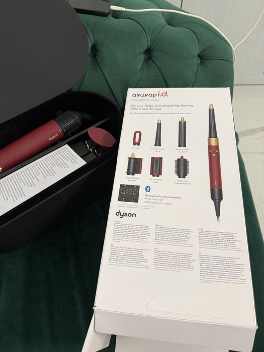Dyson airwrap i.d straight+wavy Trusa coafat Multistyler DYSON HS09 Airwrap Co-anda2x, 90 grade, invelis ceramic, rosu