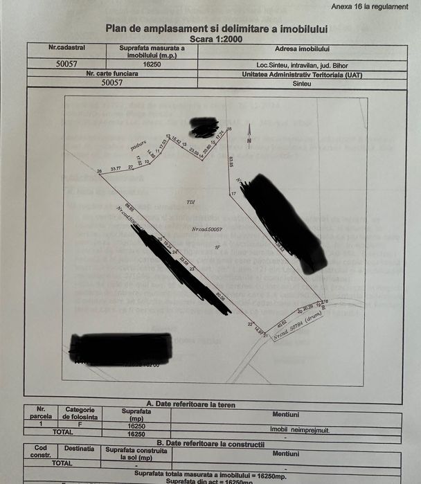 De vanzare 16250 mp teren Sinteu